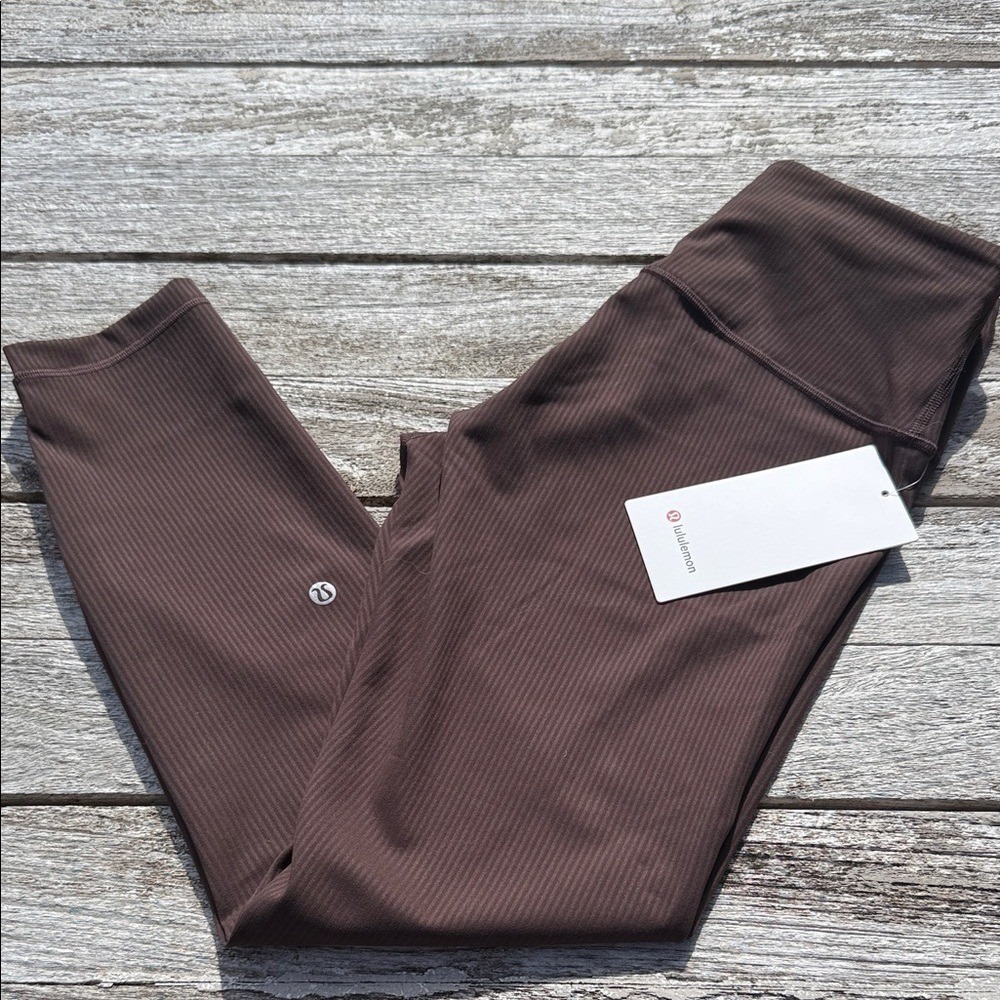 Lululemon Wunder Train Ribbed High-Rise Tight 25" Espresso Size 8 NWT